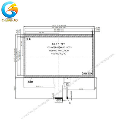 Sunlight Readable IPS LCD Touchscreen 10.1 Inch 1024*600 50Pin For Elevator